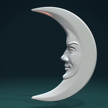 crescent relief art moon univers galactic meteoroid astronomy night sky asteroid galaxy constellation selestial cosmos star space face luna 3d print model - Mito3D