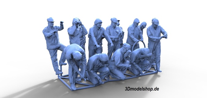 équipage travail navire type 1 25 15 figures figure modèle fabrication diorama ouvriers offshore 3d print model - Mito3D