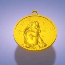 berço medalhão joalheria jóia nascimento new born criança recém nascido 3d print model - Mito3D
