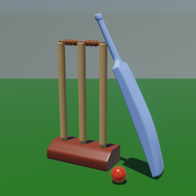 cricket set game bat ball match stump sixer 3d model high poly squid playmobil 3d print model - Mito3D