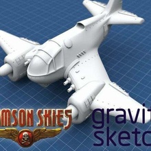 cramoisi ciels Bristol type 140 balmoral avion gravité esquisser miniature Jeux 3d print model - Mito3D