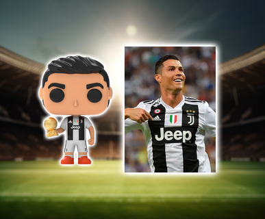 Cristiano Ronaldo Juventus funko pop + boîte modèle litchi projet cr7 el punaise 3d print model - Mito3D