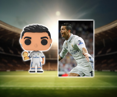 Cristiano Ronaldo réel Madrid funko pop + boîte modèle litchi projet cr7 el punaise 3d print model - Mito3D