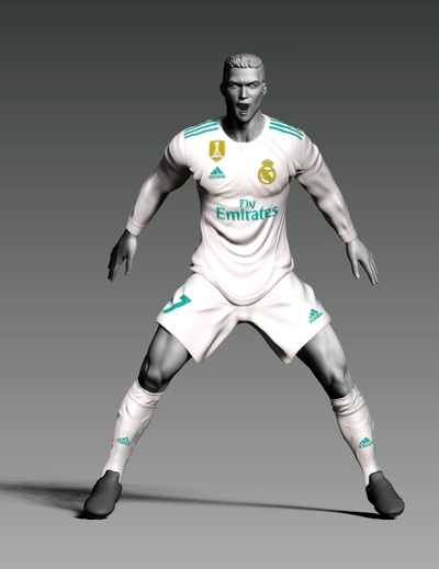 cristiano ronaldo réel madrid cr7 personnage masculin homme hombre real légende football futbol tête champions champion 3d print model - Mito3D