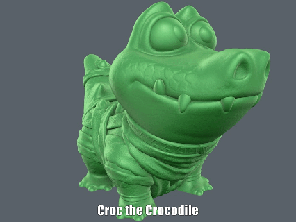 Krokodil einfach drucken Unterstützung Kino niedlich Mumien Halloween komisch Karikatur Tier Zahl bezaubernd Skulptur 3d print model - Mito3D