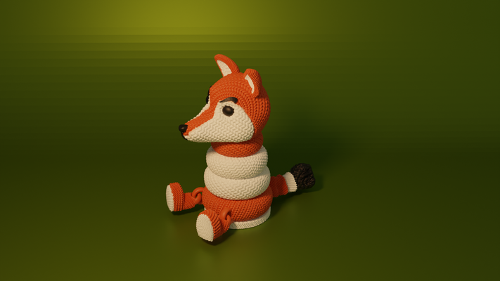 crochet knitted stacking toy fox art kawaii 3dprint multicolor stackable multipart kids cute 3d art kid creality 3dprinting articulated 3d print model - Mito3D