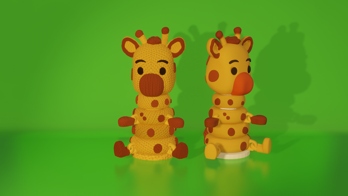 häkeln gestrickt stapeln spielzeug giraffe glatt inbegriffen spiel realität 3dprint 3d 3dprinting artikuliert kunst stapelbar mehrfarbig mehrteilig kinder kind niedlich kawaii tier 3d print model - Mito3D