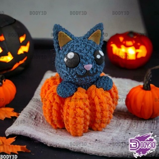 crocheted cat pumpkin 3d print model - Mito3D