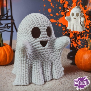 crocheted ghost & keychain fidget toy body3d cool fun flexi articulated kid animal kawaii halloween pumpkin creature horror skull deco decoration 3d print model - Mito3D