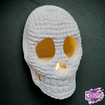 gehäkelt schädel zappeln spielzeug body3d cool spaß flexi artikuliert tier kawaii halloween kürbis kreatur grusel geist deko dekoration häkeln licht 3d print model - Mito3D