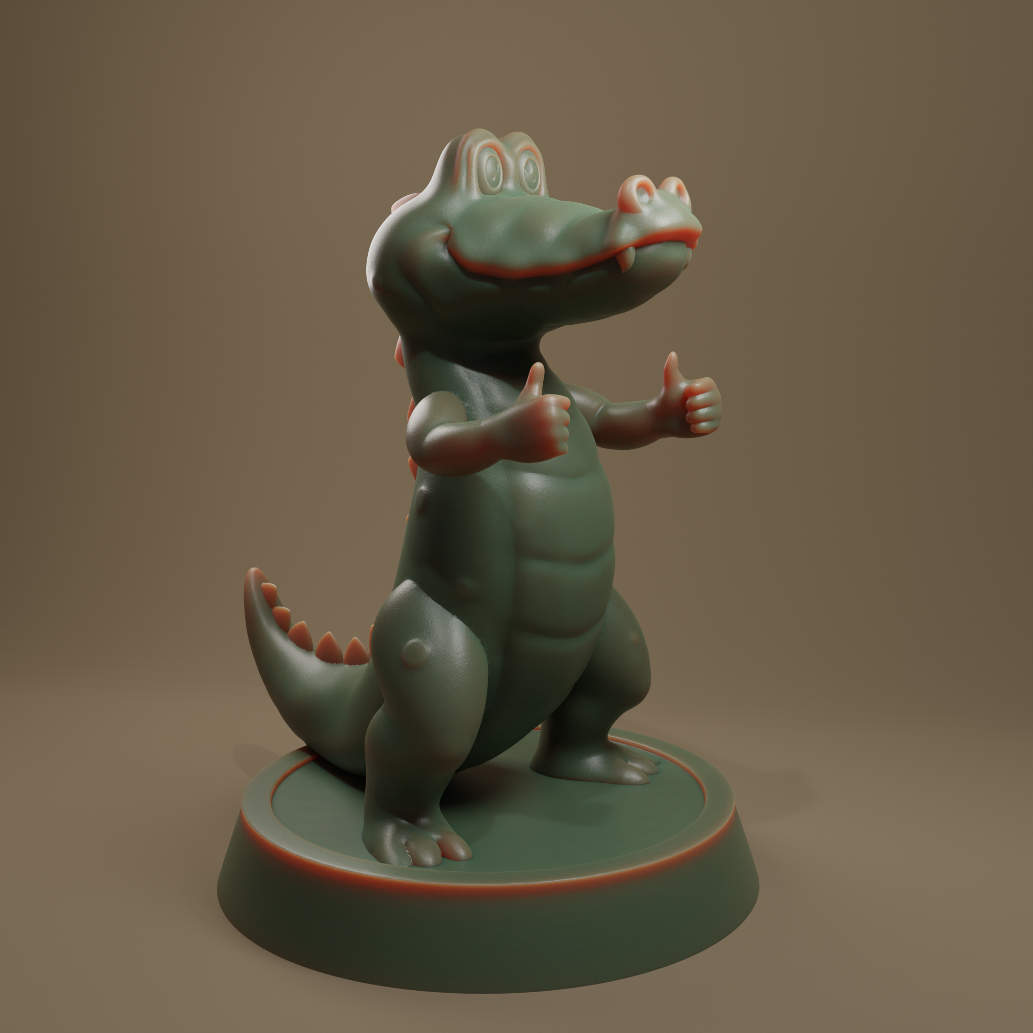 crocodilo jacaré desenho animado estilizado 3D print model - Mito3D