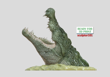 crocodile saut l'eau 3d imprimable modèle sauvage faune jungle animal crocodile Nil alligator reptile animaux miniatures figurines 3d print model - Mito3D
