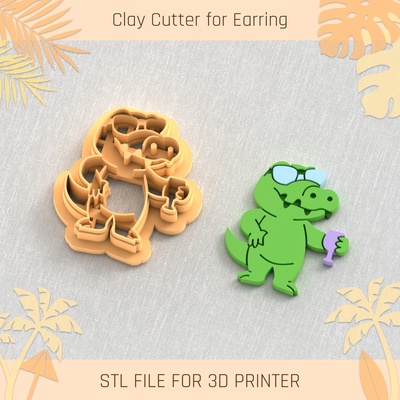 crocodile ocktail summer clay cutter tools earring turtle beach shell 3d print model - Mito3D