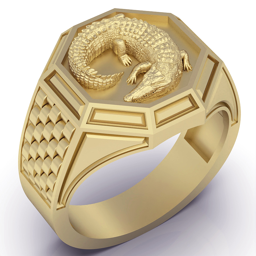 crocodile ring silver gold jewelry printable 3d model trend fashion design zbrush tiger 3D print model - Mito3D