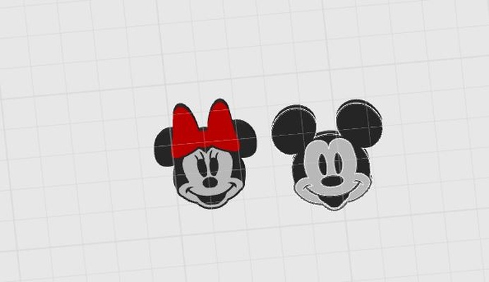 crocs jibbitz pequenos mickey minnie charme crianças projeto desenhos animados 3d print model - Mito3D