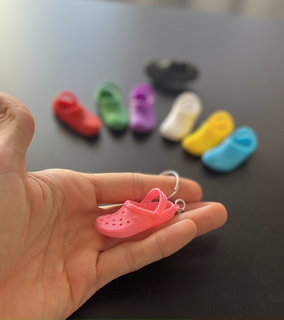 crocs keychain nurse doctor medica physician clinic grandparents residence elderly pink filament fialmento colored color 3d print model - Mito3D