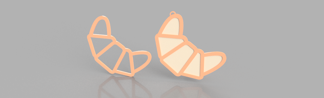 croissant colgantes llaveros comida 3d print model - Mito3D