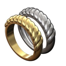 croissant pattern dome ring 3d print model jewelry braid wedding engagement lowprofile fashion printable gold silver jewellery sterling luxury modern simple braided rope elegant rings 3d print model - Mito3D