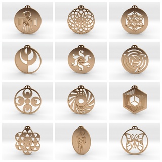 crop circle pendants pack iv harvest pendant 3d print model - Mito3D
