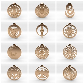 crop circle pendants pack v harvest pendant 3d print model - Mito3D