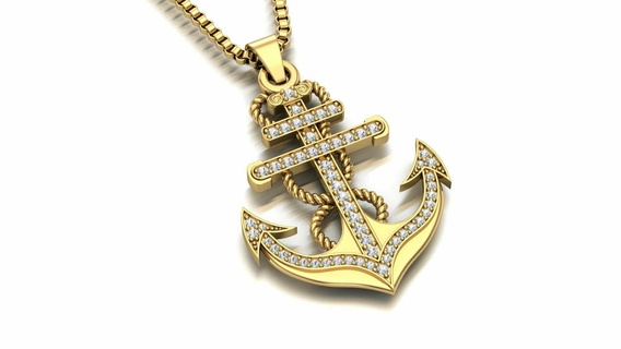 cross anchor jesus pendant locket set necklaces 3d print model - Mito3D