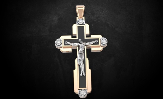 traverser crucifix 146 3dprinted conception mode or d'or bijou bijoux impression imprimable prototypage argent 3d print model - Mito3D
