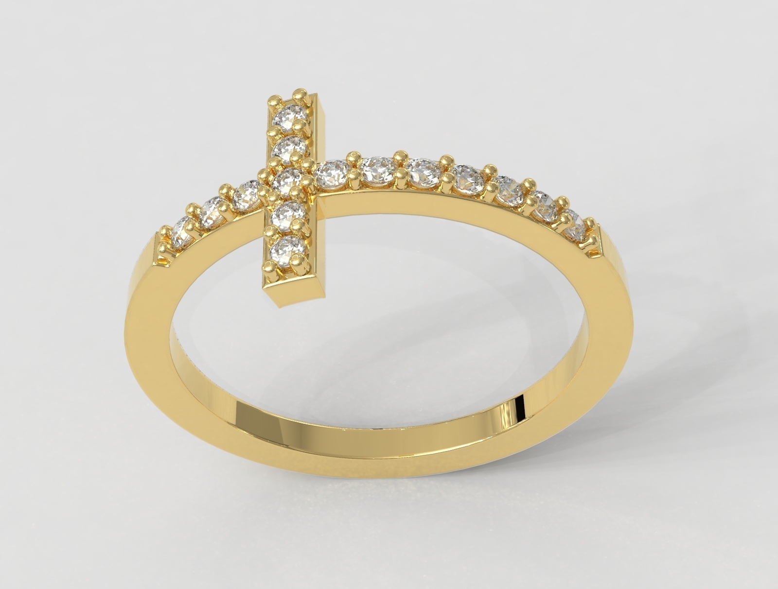 cross diamond ring Jewelry rings gold jewelry pauloranieri classic modern silver jewellery gemstone 3D print model - Mito3D