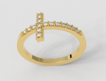 Cruz diamante anel joalheria argolas ouro paulorani clássico moderno prata jóias pedra preciosa 3d print model - Mito3D