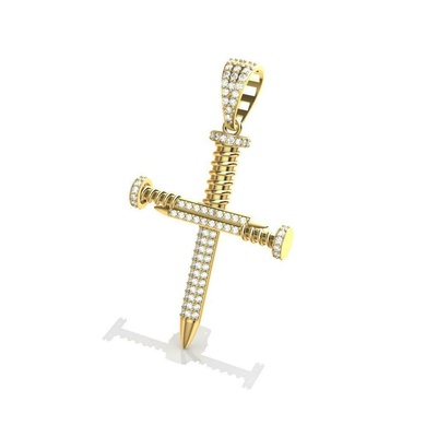 cross diamonds nails pendant pending jewel jewelry i bright stones gems gold impresion3d 3d print model - Mito3D