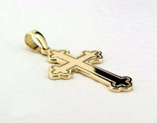 cross gold pendant necklace church-catholic jewelry architectural carved exterior sculpture ancient relief statue antique orthodox jesus stl 3d print model - Mito3D
