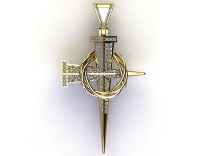 cross nail pendant diamonds Jewelry i said key jewelry 3d print model - Mito3D