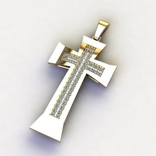 traverser Collier classique diamant pendentif 3dmodel 3d impression modèle 12 bijoux Jésus religieux or argent imprimable clou nailcross pendentifs Dieu mode 3d print model - Mito3D