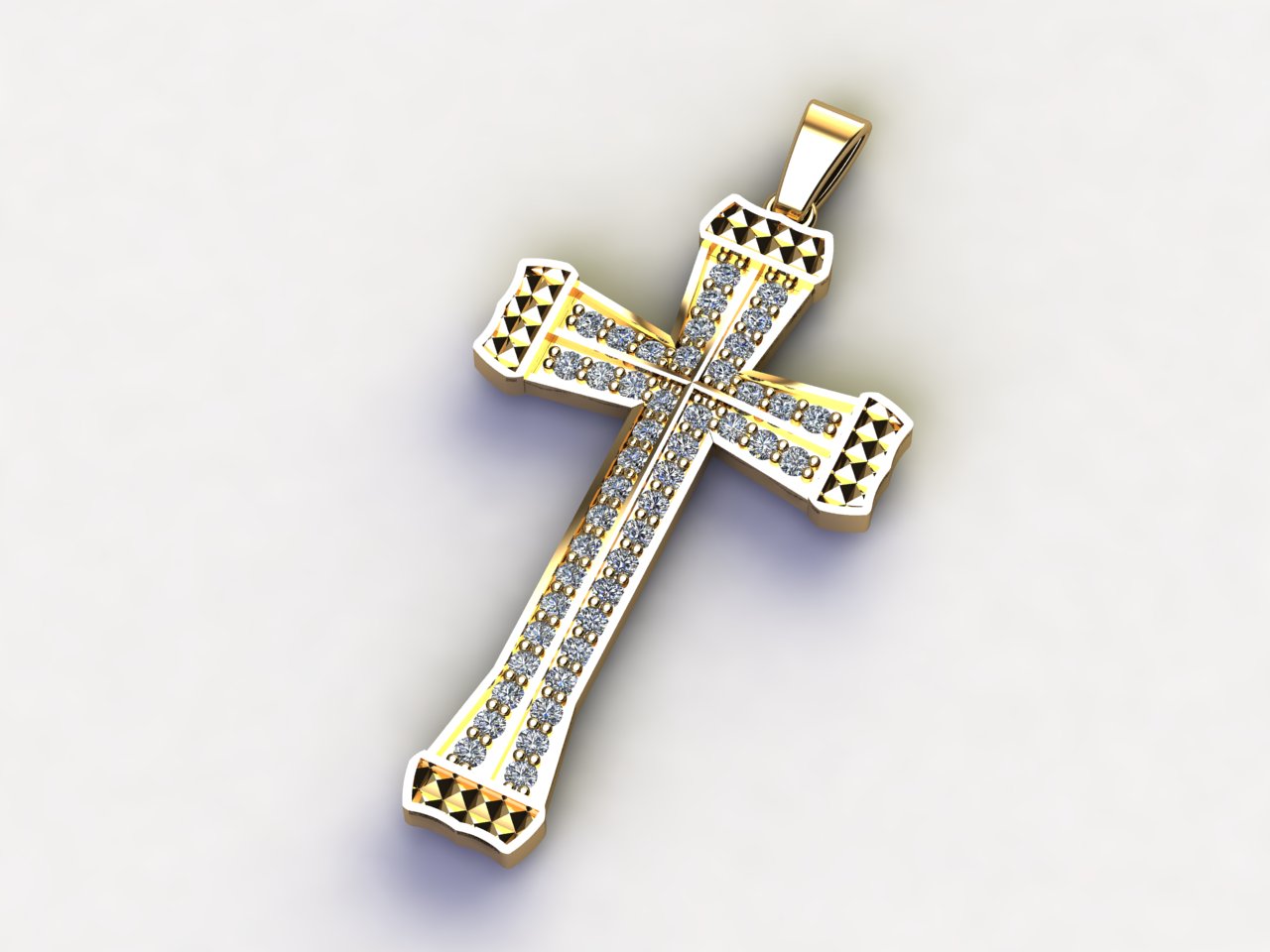 Cruz colar clássico diamante pingente 3dmodel 3d impressão modelo 3 Jesus religioso joalheria ouro prata imprimível unha pendurada cruzada pingentes Deus moda tendências 3D print model - Mito3D