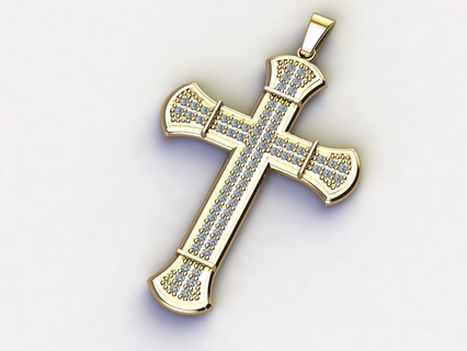 cross necklace classic diamond pendant 3dmodel 3d print model 6 jesus religious jewelry gold silver printable nail nailpendant nailcross pendants god fashion trends 3d print model - Mito3D