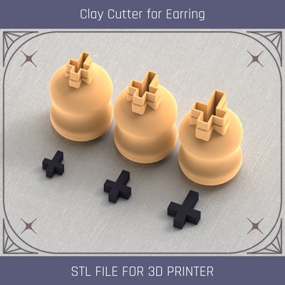 cross occult mini clay cutter tools earring 3d print model - Mito3D