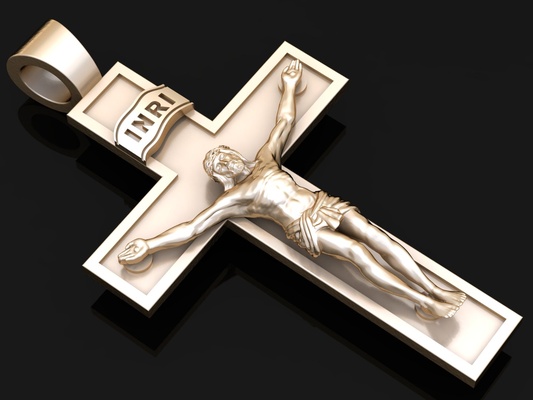 kreuz anhänger jesus christus licht gold klasse 3d print model - Mito3D