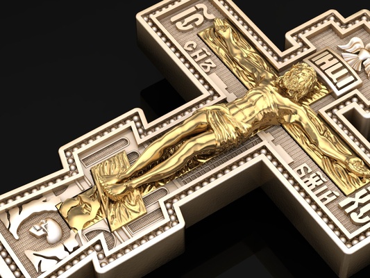 kreuz anhänger jesus christus licht gold klasse 3d print model - Mito3D