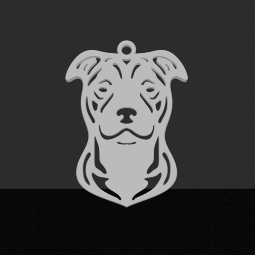 cross pitbull american bull pendant jewelry chain dog 3D print model - Mito3D