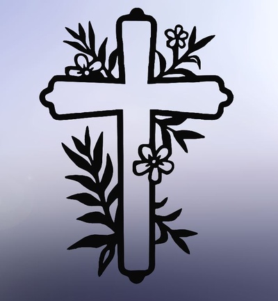 cruz símbolo 2 páscoa decoração desenhando 2d parede flor arte natal vela deus jesus cristo religioso espiritual enforcamentos casa 3d print model - Mito3D