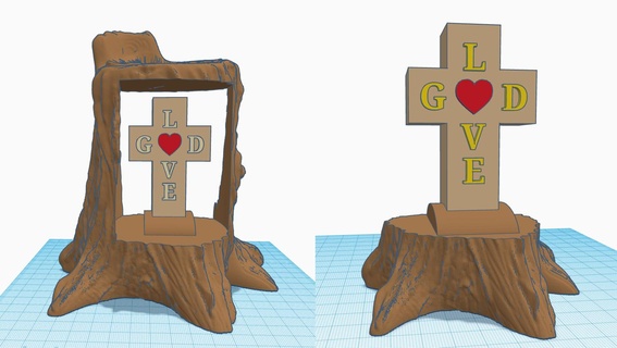 cross tree stump god love text religious decoration unique christian gifts spiritual gift message thankful protection harmony decor faith sign amulet word 3d print model - Mito3D