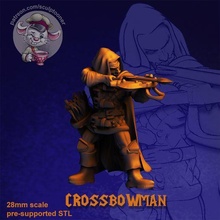 crossbower - 28 mm miniature 3d print model printer 28mm boardgame dnd fantasy rpg wargame orc scale warcraft horde alliance art fan free patreon warrior barbarian miniatures figurines 3d print model - Mito3D