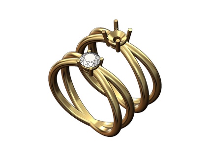 cruzado cable solitario diamante anillo us tamaños 5to9 3d impresión modelo joyería joya imprimible oro plata 5mm compromiso Moda Boda 3d print model - Mito3D