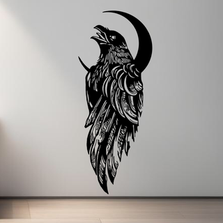 crow halloween 2d wall art home decoration office gift idea black line scary creepy horror tattoo 3d print model - Mito3D