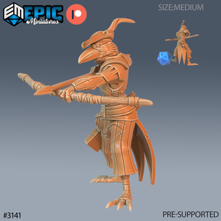 crow hood ranger shooting dnd miniature tabletop miniatures gaming monster 3d model rpg dndminis stl file epic-miniatures dndminiatures 3dprint 3dminiature printedminis 3dprinting dungeon fantasy roleplaying dragon warrior undead pre-supported 3d print model - Mito3D