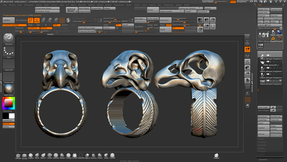 Corvo crânio anel Sombrio gótico 3d print model - Mito3D