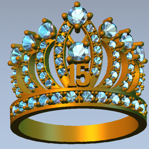 crown 15 years jewelry quincea era ring 3D print model - Mito3D