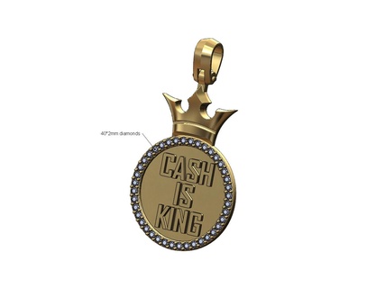 crown cash king diamond pendant 3d print model Jewelry royal is iced bling jewelry printable gold silver jewellery necklace luxury bail statement 3d print model - Mito3D