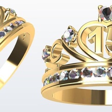 crown 15 enrieladas stones jewelry ring engagement gift wedding jannie gorgeous dream years crowns princess 3d print model - Mito3D