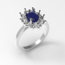 corona séquito oval anillo 11 gemas 54 joyería joya ambiente Arte circulo anillos oro fundición cera 3d print model - Mito3D