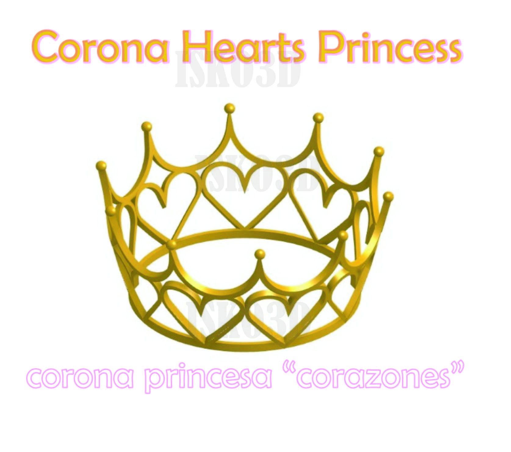 taç of kalpler prenses kraliçe gelin quinceanera kalp 3D print model - Mito3D